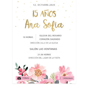 Invitación Quince Años Golden Stars