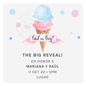 Invitación Gender Reveal Cono Nieve