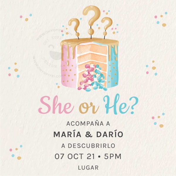 Invitación Gender Reveal Pastel