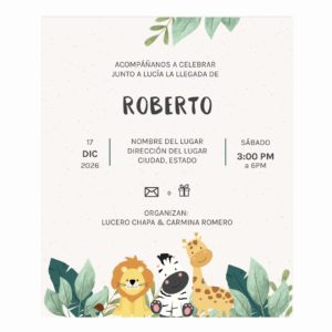 Invitación Baby Shower Safari
