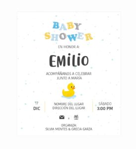 Invitación Baby Shower Patito Splash