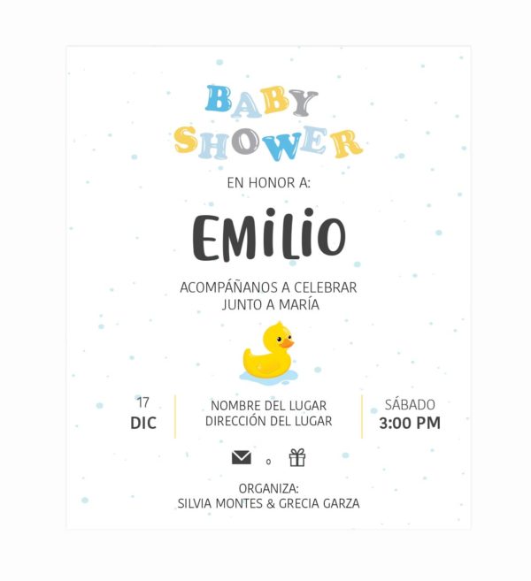 Invitación Baby Shower Patito Splash