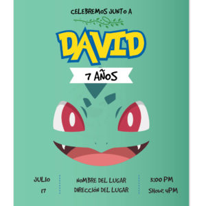 Invitación Cumpleaños Bulbasaur