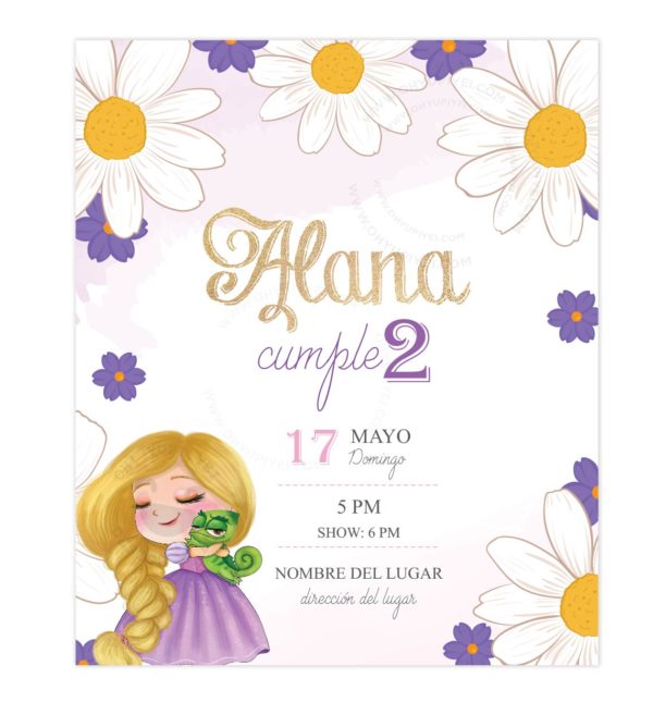 Invitación Rapunzel y Pascal