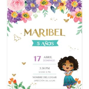 Invitación Encanto Mirabel flores colores