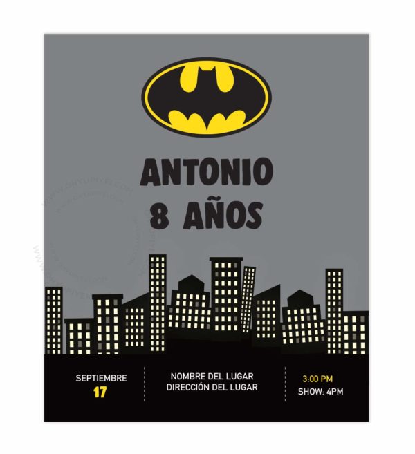 Invitación Cumpleaños Batman Batiseñal