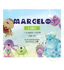 Invitación Cumpleaños Monsters Inc