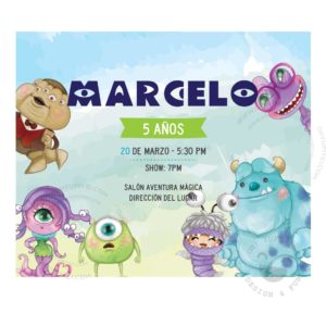 Invitación Cumpleaños Monsters Inc