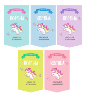 Etiquetas para Bolsa de Dulces Unicornio Aqua/colores