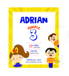 Invitación Cumpleaños Amarilla Bely, Beto y Pepo