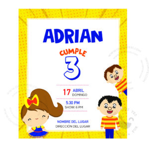 Invitación Cumpleaños Amarilla Bely, Beto y Pepo