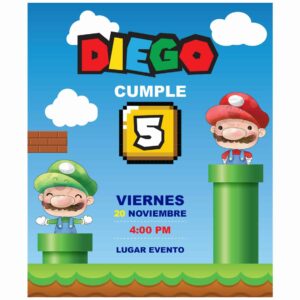 Invitación Cumpleaños Mario y Luigi