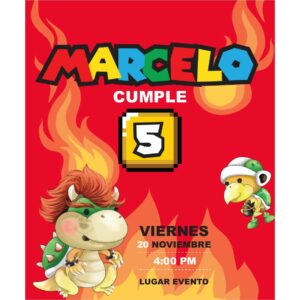 Invitación Cumpleaños Bowser