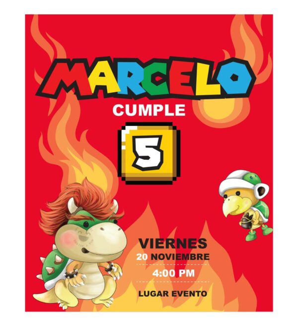 Invitación Cumpleaños Bowser