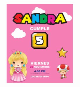 Invitación Cumpleaños Peach