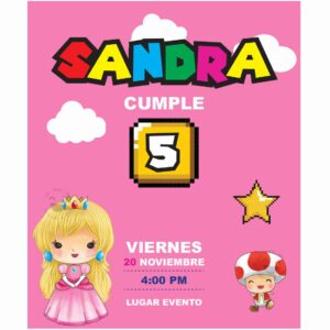 Invitación Cumpleaños Peach