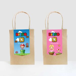 Etiquetas para Bolsa de Dulces Mario y Peach