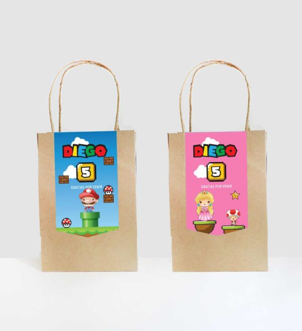 Etiquetas para Bolsa de Dulces Mario y Peach