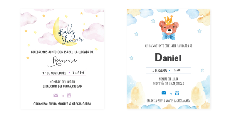 Invitaciones para baby shower niña y niño