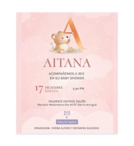 Invitación Baby Shower Osito letra