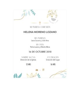 Invitación Primera Comunión Hilos Dorados
