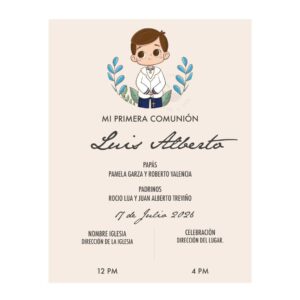 Invitación Primera Comunión Dibujo Niño