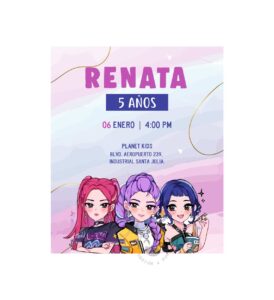 Invitación Guerreras kpop Pastel