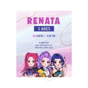 Invitación Guerreras kpop Pastel